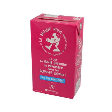 Lait demi-écrémé uht la brique rose