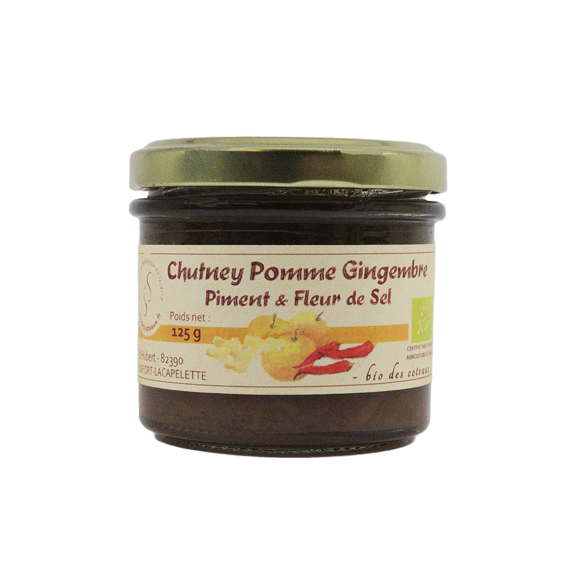 Chutney pomme gingembre, piment et fleur de sel (Certifié AB)