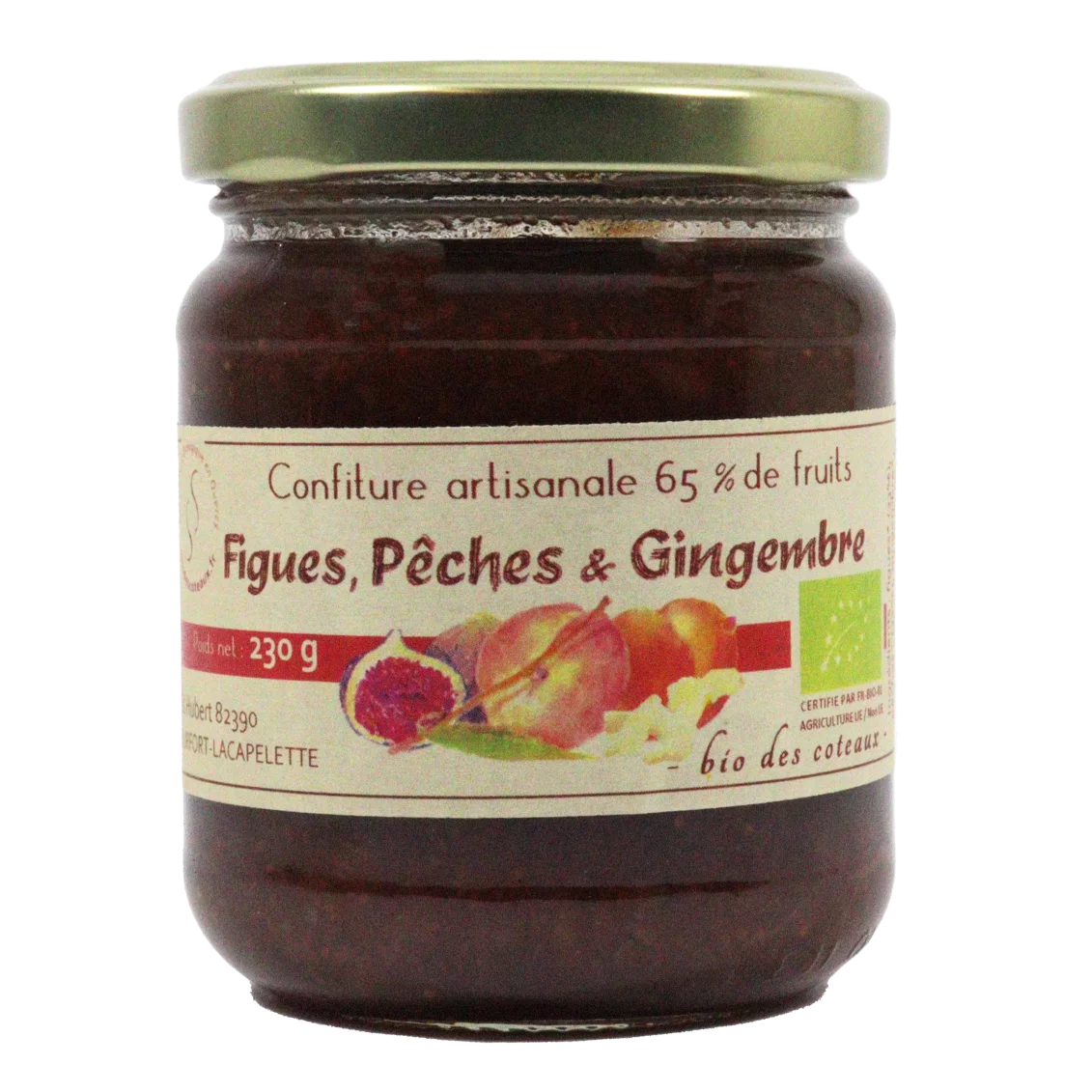 Confiture de figues, pêches et gingembre (Certifié AB)