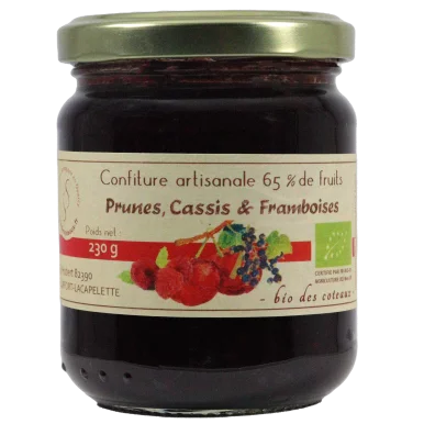 Confiture de prunes, cassis, framboises (Certifié AB) | Confiture local - Un goût d'ici