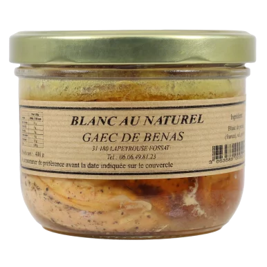 Blancs de poulet au naturel en conserve