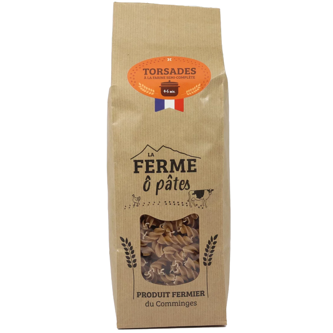Pâtes sèches - torsades à la farine semi-complète | Pâtes-Riz local - Un goût d'ici