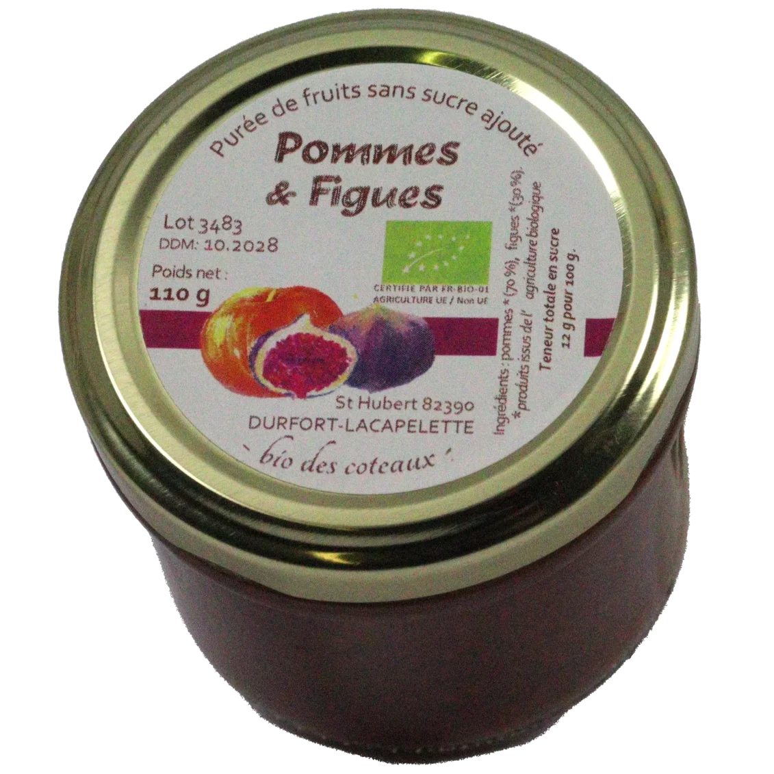 Purée de pomme figue (Certifié AB) | Compote-Purée local - Un goût d'ici