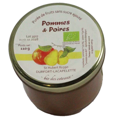Purée de pomme poire (Certifié AB) | Compote-Purée local - Un goût d'ici