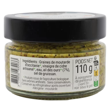 Moutarde à l'ancienne à l'ail des ours (certifié AB) | Assaisonnements-Condiments local - Un goût d'ici