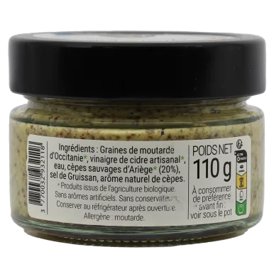 Moutarde à l'ancienne aux cèpes sauvages (certifié AB) | Assaisonnements-Condiments local - Un goût d'ici