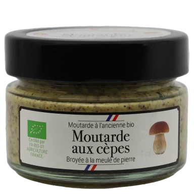 Moutarde à l'ancienne aux cèpes sauvages (certifié AB) | Assaisonnements-Condiments local - Un goût d'ici