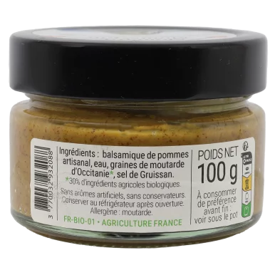 Moutarde fine au balsamique de pommes (certifié AB) | Assaisonnements-Condiments local - Un goût d'ici