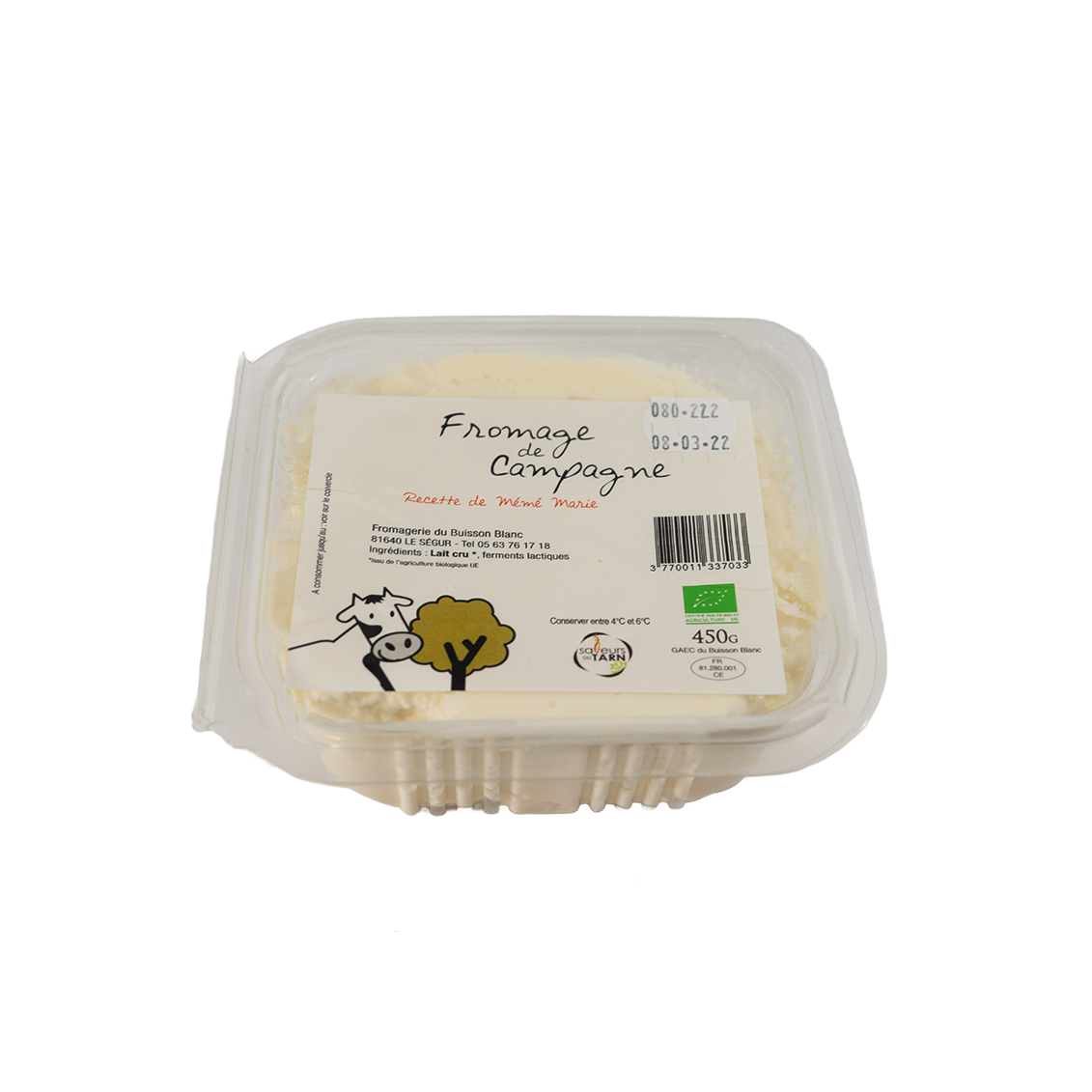 Fromage blanc de campagne au torchon (certifié AB) Fromage blanc de campagne au torchon (certifié AB)