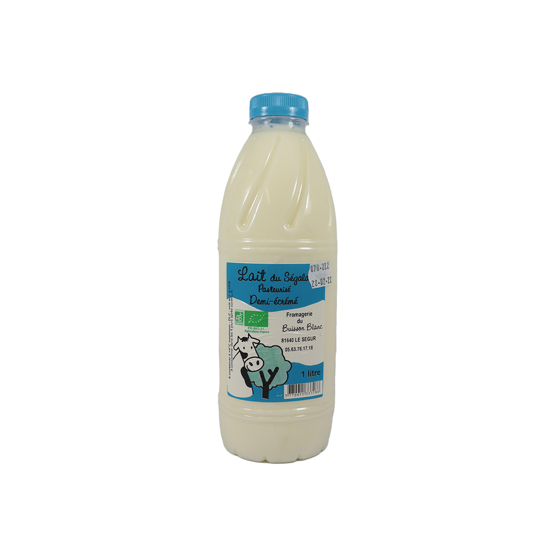 Lait pasteurisé demi-écrémé (certifié AB) Lait pasteurisé demi-écrémé (certifié AB)