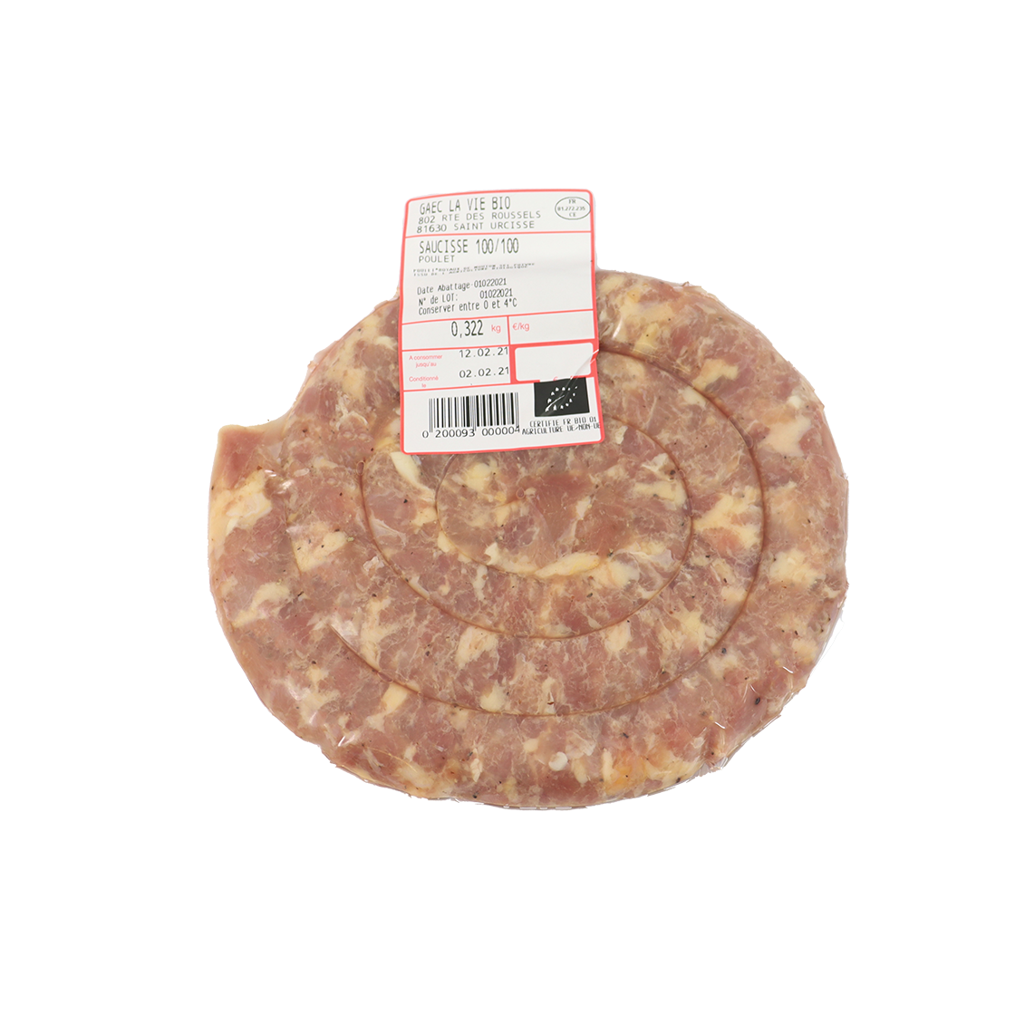 Poulet (certifié AB) - Saucisse Poulet (certifié AB) - Saucisse