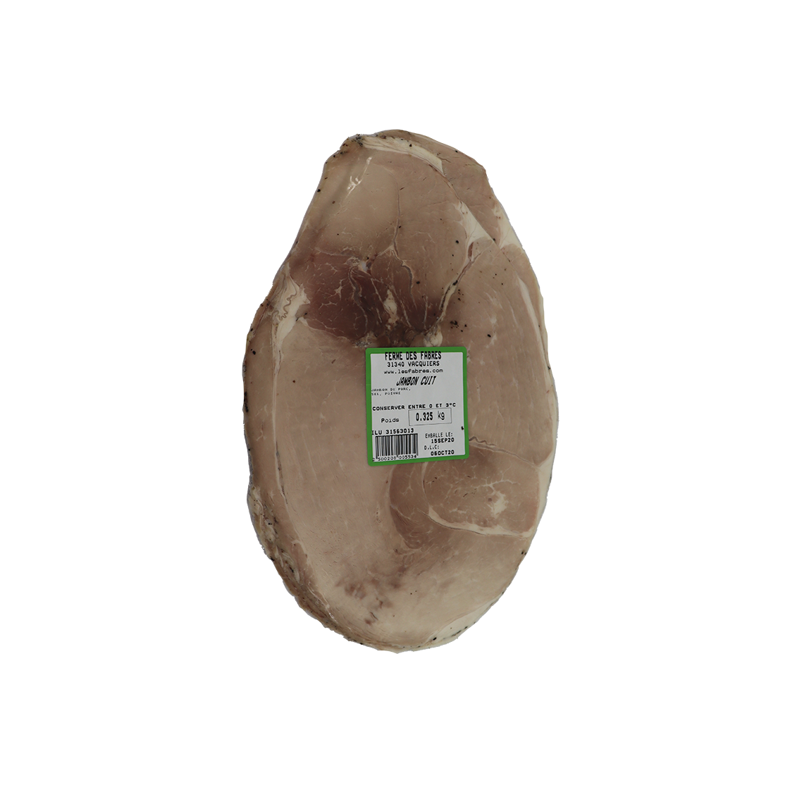 Porc noir - 2 tranches Jambon blanc (sans sel nitrité) | Porc Noir local - Un goût d'ici