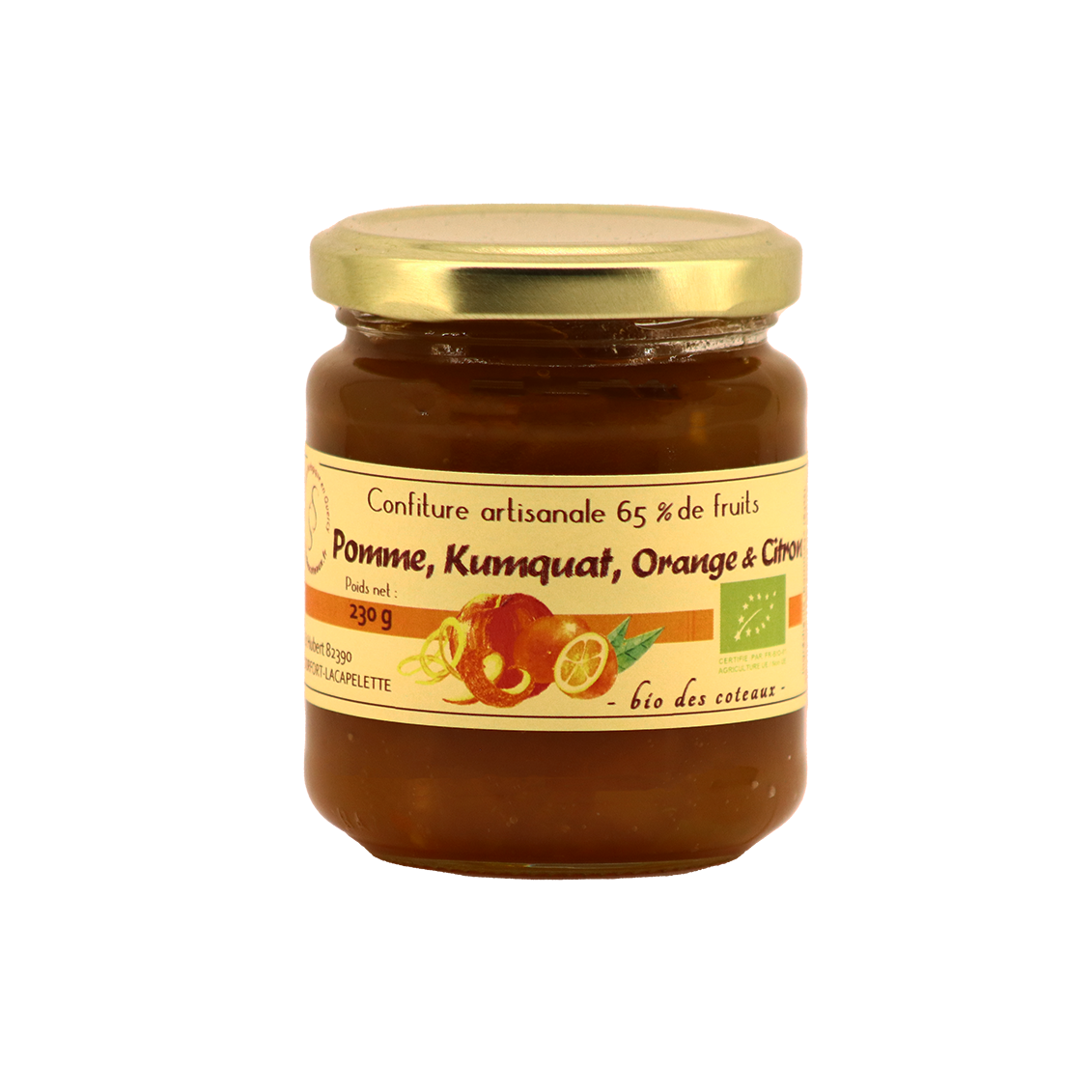 Confiture de pommes, kumquat, orange et citron (Certifié AB)