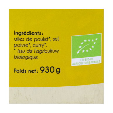 Ailes de Poulet au curry (certifé AB)