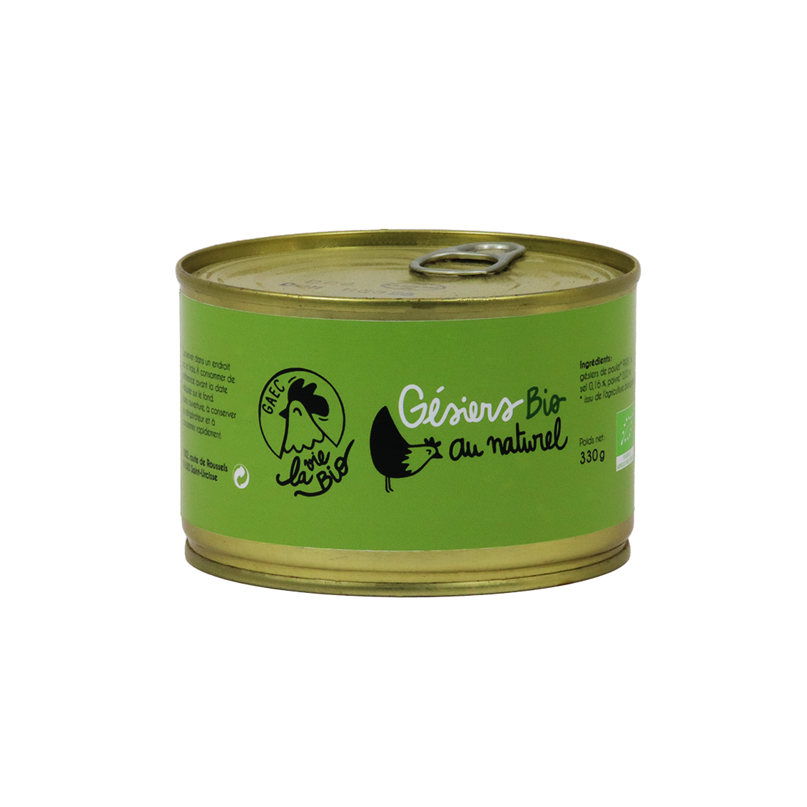 Gésiers de Poulet au naturel (certifé AB)