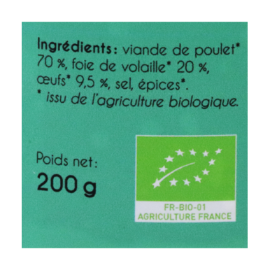 Pâté de Pur Poulet (certifé AB)