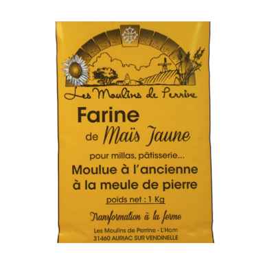 Farine de Mais jaune, moulue à  l'ancienne