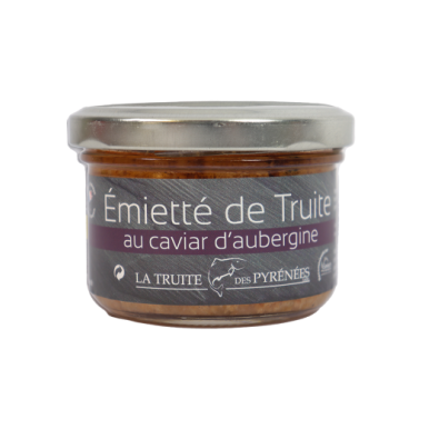 Emietté de truite au caviar d'aubergine